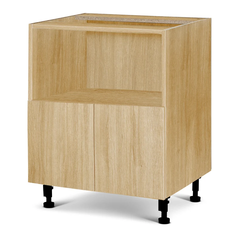 Cabinet de bas micro-onde 2 portes - 24 pouces de large - Mélamine Bois Zen