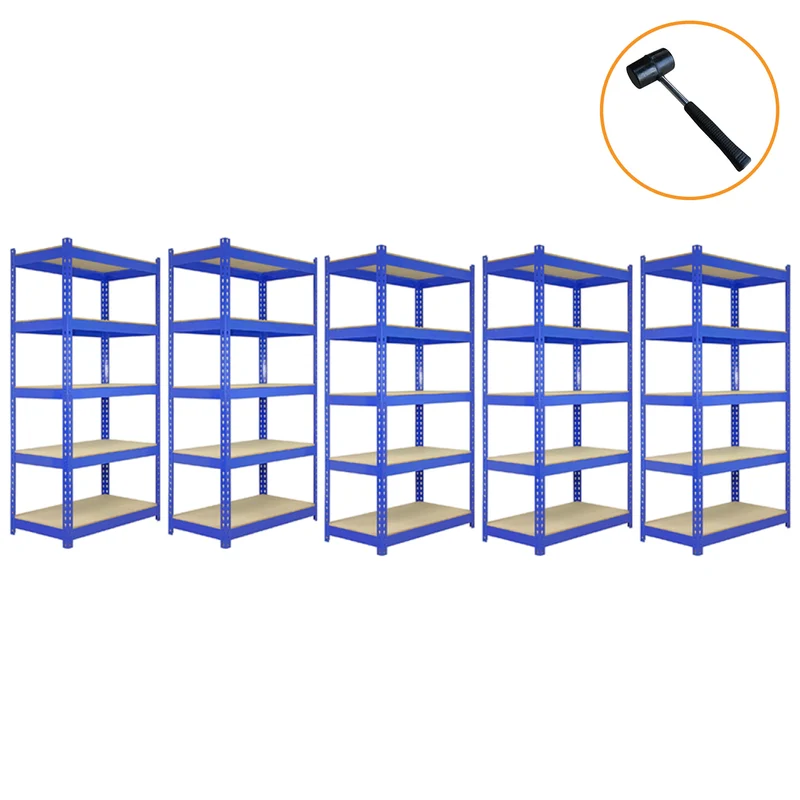 Monster Racking - Lot de 3 Rayonnages Q-Rax en Acier Bleu 120cm, 2 Rayonnages Q-Rax 90cm & Maillet