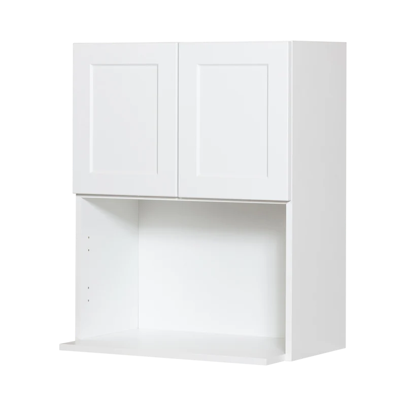 Cabinet de Haut Micro-Ondes - 2 Portes - 24 po de large x 36 po de hauteur - Polymère Blanc Shaker