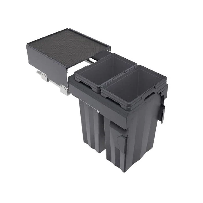Poubelle coulissante MaxBin 18 po. 66L 2 bacs anthracite