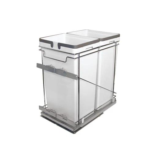 Poubelle coulissante Vibo Kombi 18 po. 100L 2 bacs gris