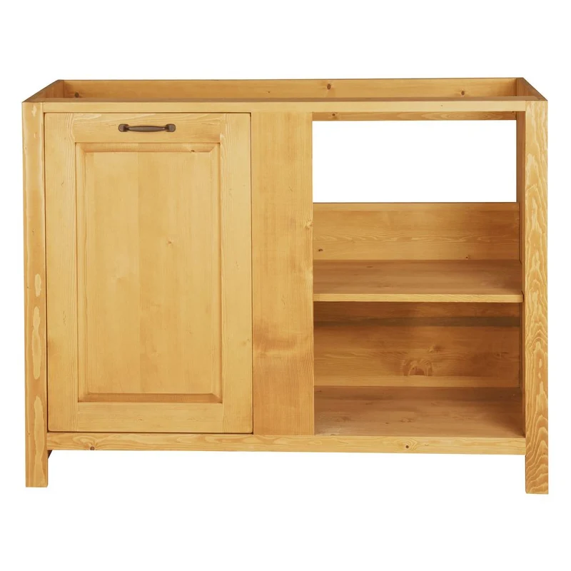 Meuble bas 120 cm angle gauche 1 porte épicéa huilé miel | Aravis