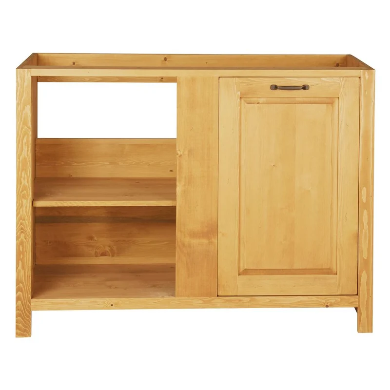 Meuble bas 120 cm angle droite 1 porte épicéa huilé miel | Aravis