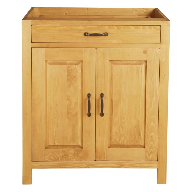 Meuble bas 80 cm 2 portes, 1 tiroir épicéa huilé miel | Aravis