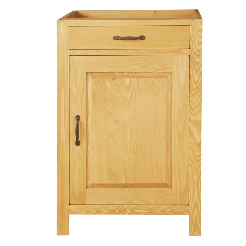 Meuble bas 60 cm 1 porte ouverture droite, 1 tiroir épicéa huilé miel | Aravis