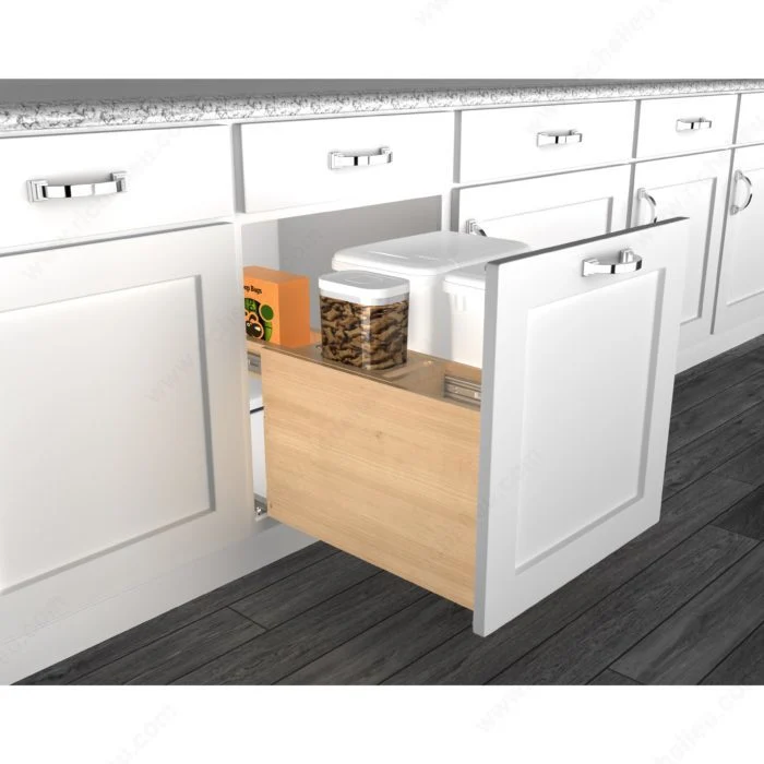 Centre de recyclage en bois à montage par le bas avec compartiment arrière de REV-A-SHELF