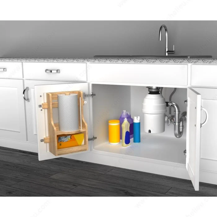 Porte-serviette en bois pour armoires sous évier à montage sur porte REV-A-SHELF