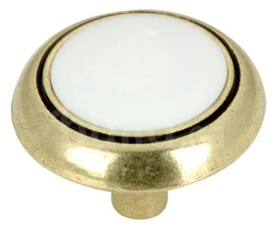 Bouton laiton bruni et blanc - 3816