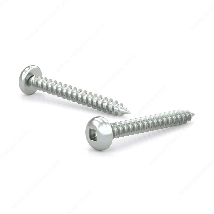 Vis à métal zinguée, tête ronde, empreinte carrée, filet autotaraudeur, pointe de type A