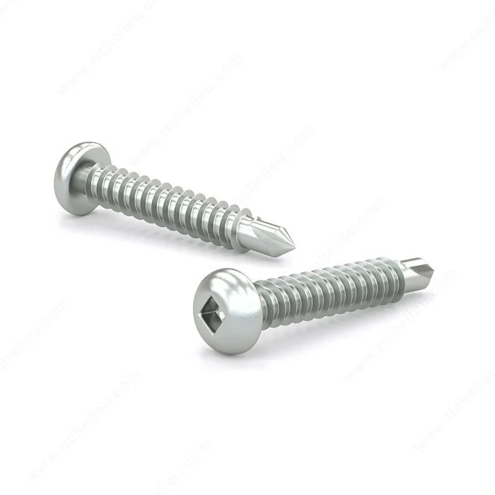 Vis à métal zinguée, tête ronde, empreinte carrée, filet autotaraudeur, pointe auto-perçeuse