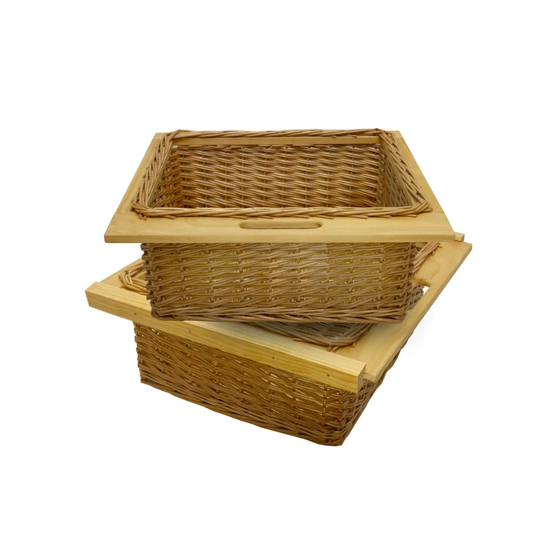 Lot de 2 Paniers Coulissants en Pin 600 mm