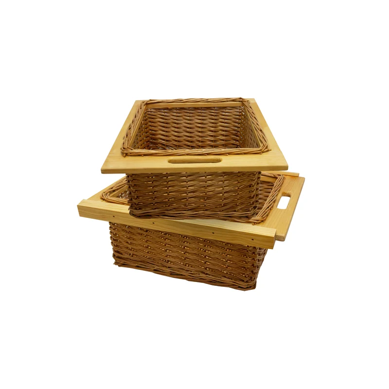 Lot de 2 Paniers Coulissants en Pin 500 mm