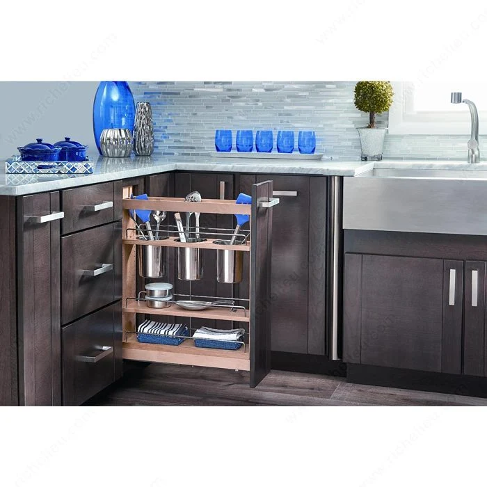 Système coulissant pour armoire inférieure avec contenants à ustensiles et BLUMOTION de Rev-A-Shelf - 6 pouces