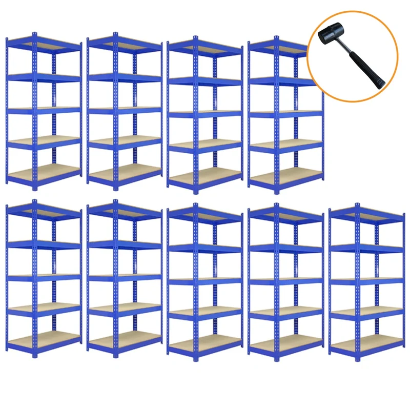 Monster Racking - 9 Rayonnages T-Rax en Acier Bleu 90cm x 45cm x 180cm