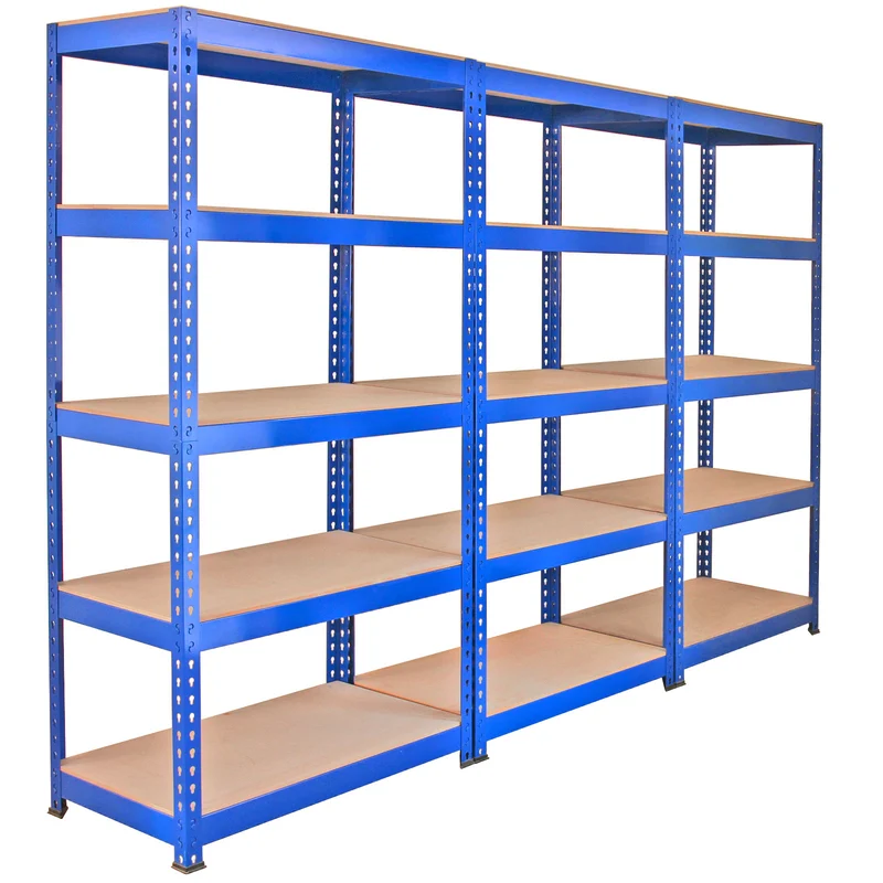 Monster Racking - 3 Rayonnages Q-Rax en Acier Bleu 90cm x 50cm x 182,5cm