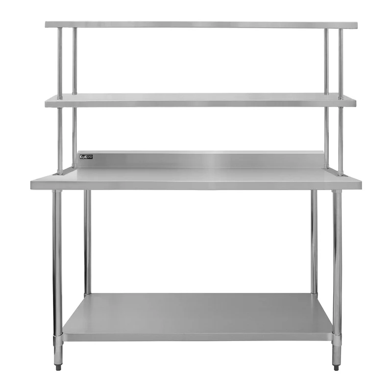 KuKoo Plan de Travail 150 cm avec Étagère d'Appoint à 2 Niveaux