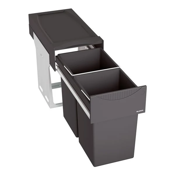 Poubelle coulissante BOTTON II 2x15L - Blanco