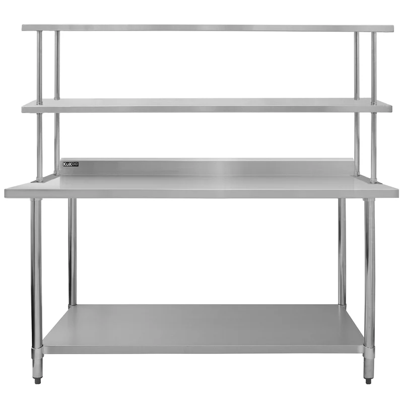 KuKoo Plan de Travail 180 cm avec Étagère d'Appoint à 2 Niveaux