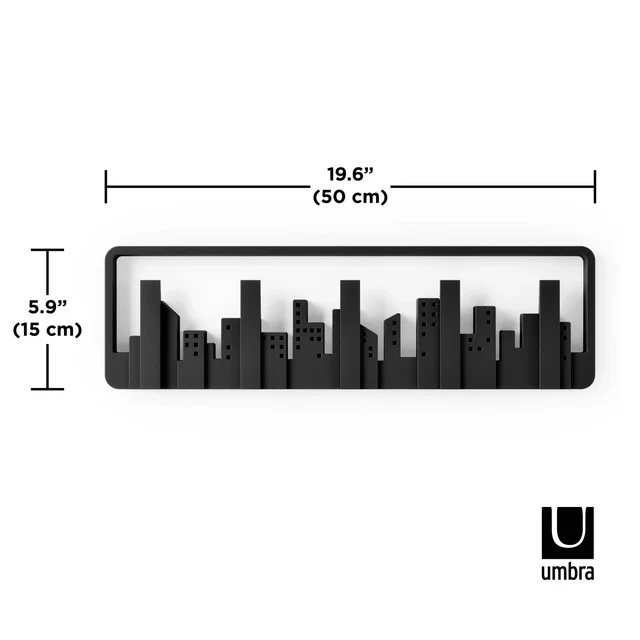 Patère 5 crochets Skyline, noir mat