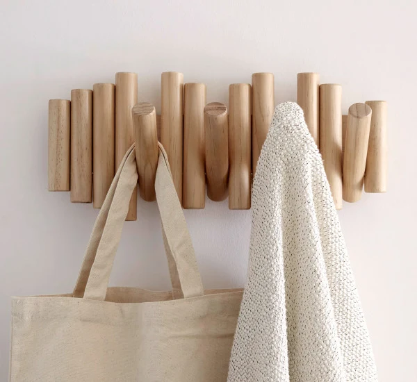 Porte manteau en bois naturel 5 crochets - Picket