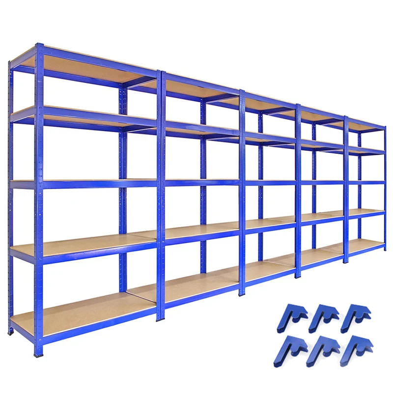 Monster Racking - Lot de 5 Rayonnages T-Rax en Acier Bleu 90cm x 45cm x 180cm & Connecteurs de Baies