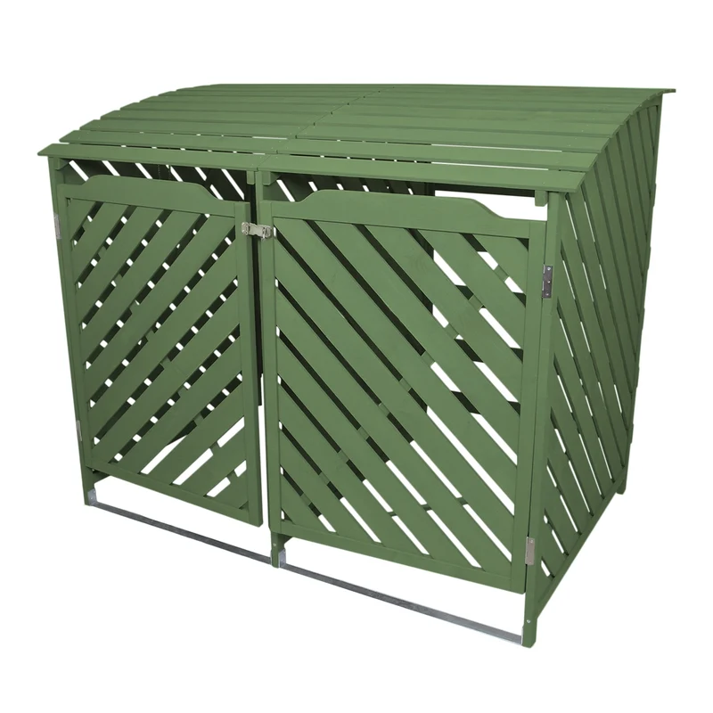 Cache-Poubelle Double en Bois Vert