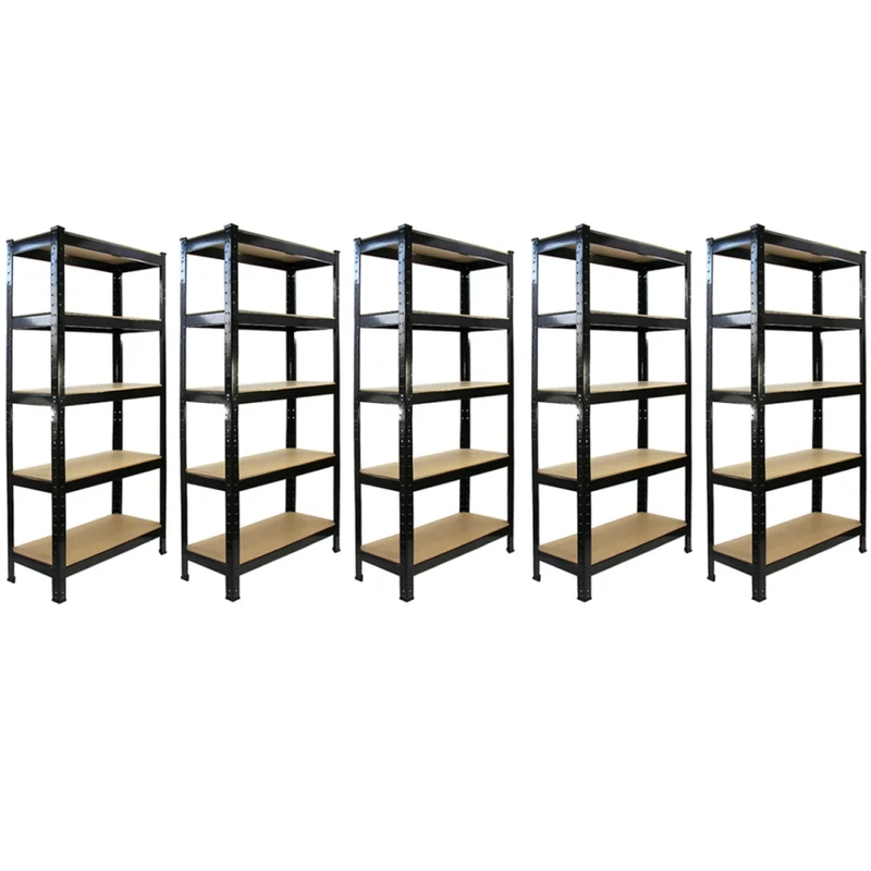 Monster Racking - 5 Rayonnages T-Rax en Acier Noir 75cm x 30cm x 150cm