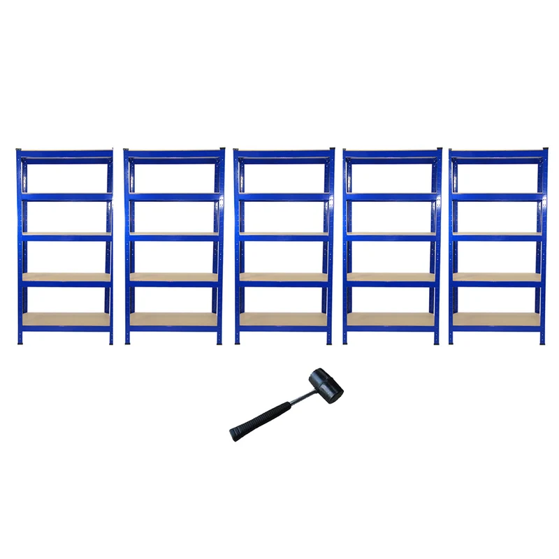 Monster Racking - 5 Rayonnages T-Rax en Acier Bleu 75cm x 30cm x 150cm