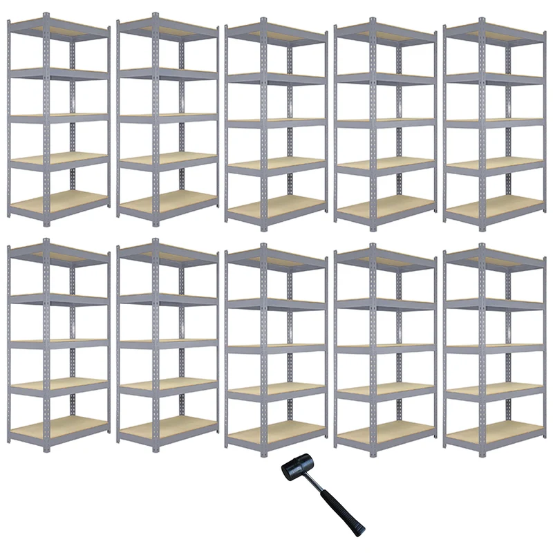 Monster Racking - 10 Rayonnages Q-Rax en Acier Gris 120cm x 50cm x 180cm