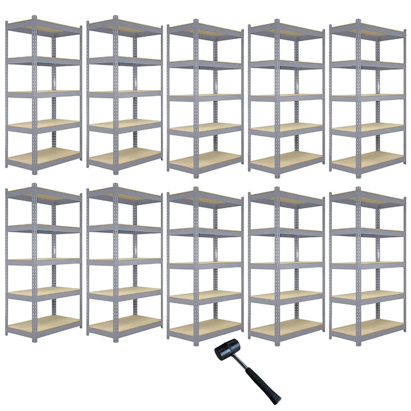 Monster Racking - 10 Rayonnages Q-Rax en Acier Gris 90cm x 50cm x 180cm