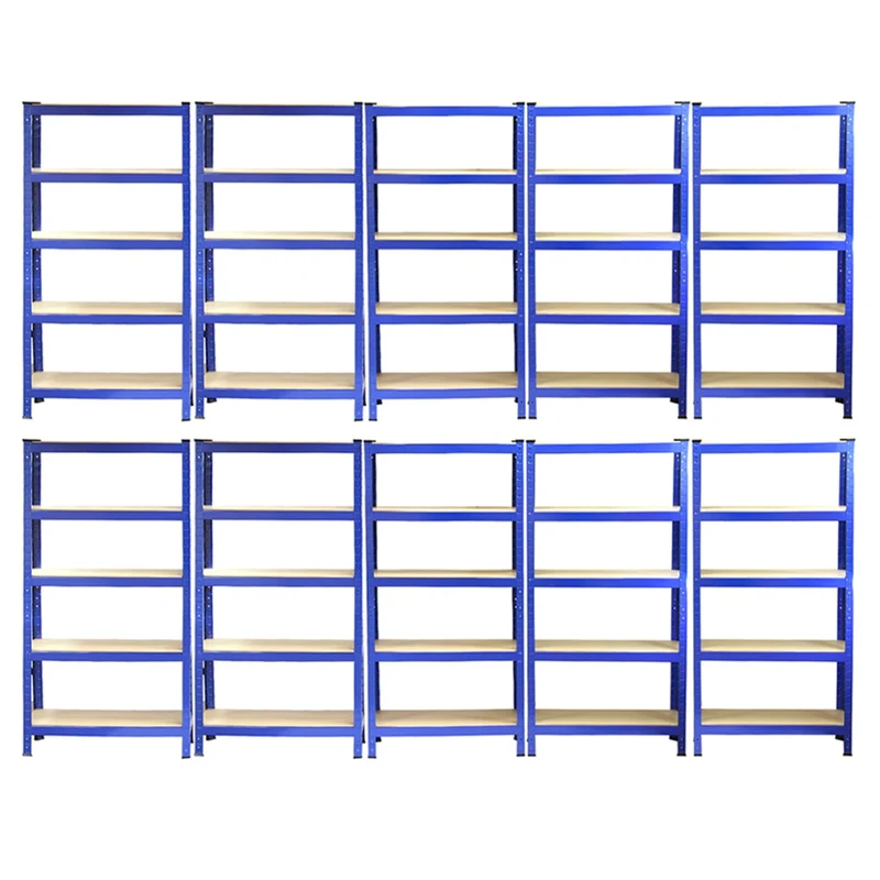 Monster Racking - 10 Rayonnages T-Rax en Acier Bleu 75cm x 30cm x 150cm