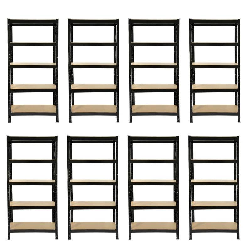 Monster Racking - 8 Rayonnages T-Rax en Acier Noir 75cm x 30cm x 150cm