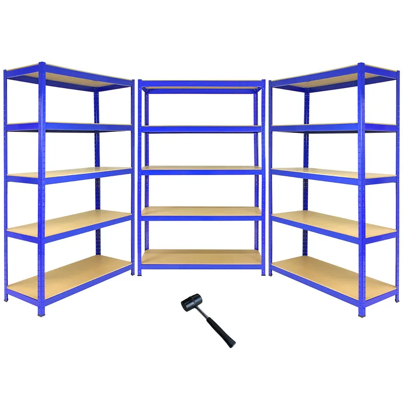 Monster Racking - 3 Rayonnages T-Rax en Acier Bleu 120cm x 45cm x 180cm