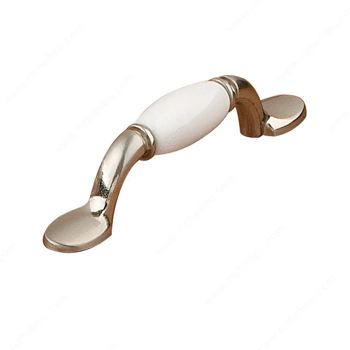 Poignée traditionnelle en métal et céramique - 3802