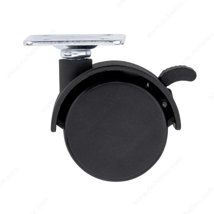 Roulette double pour meuble - avec plaque - Noir