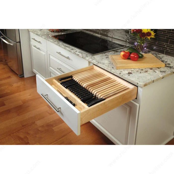 Diviseur à couteaux double à insérer dans un tiroir Rev-A-Shelf