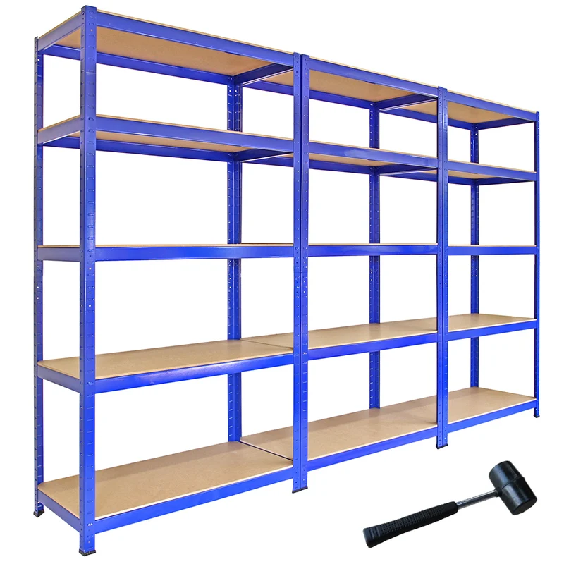 Monster Racking - Lot de 3 Rayonnages T-Rax en Acier Bleu 90cm x 45cm x 180cm & Connecteurs de Baies