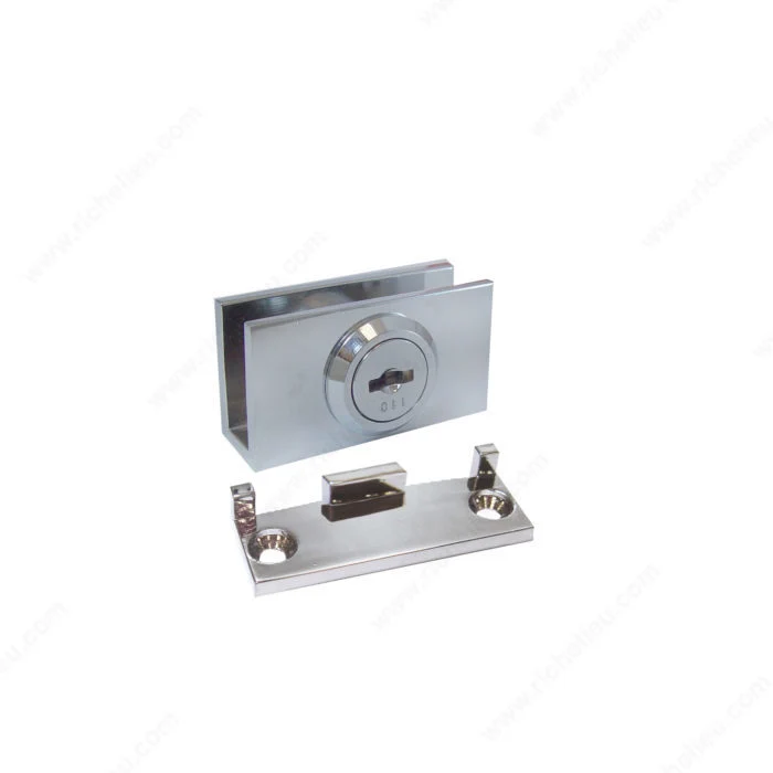 Serrure à poussoir pour porte battante en verre de 5 à 8 mm