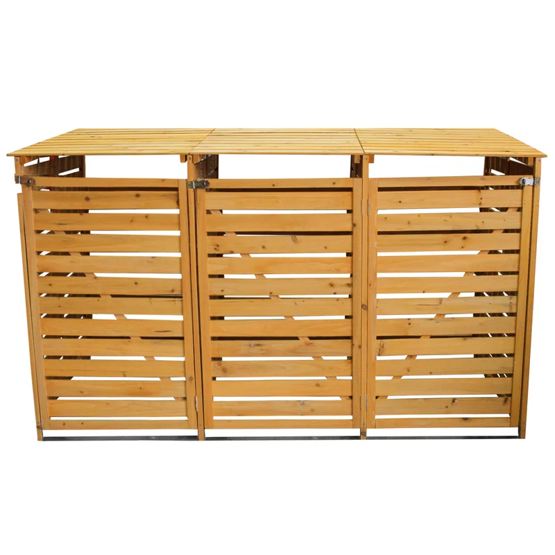 Cache-Poubelle Triple en Bois