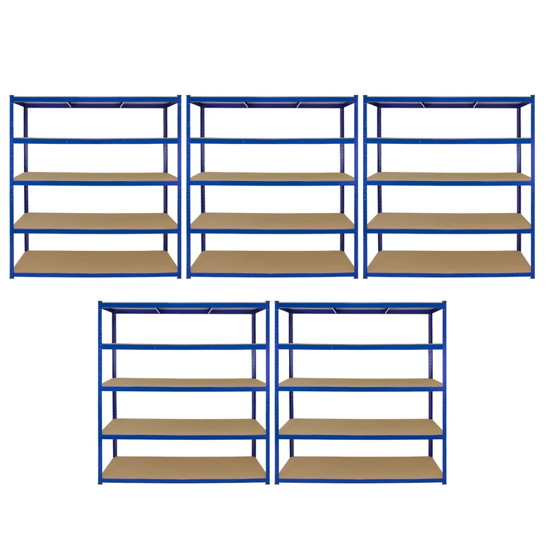 Monster Racking - 5 Rayonnages T-Rax en Acier Bleu 160cm x 60cm x 180cm