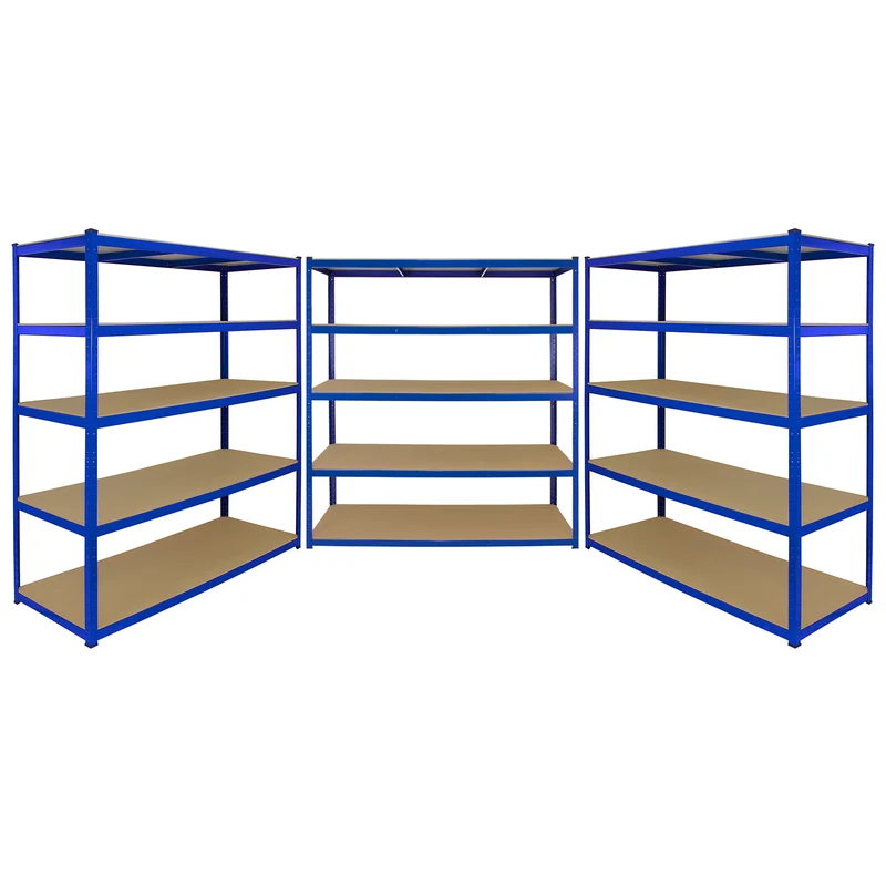 Monster Racking - 3 Rayonnages T-Rax en Acier Bleu 160cm x 60cm x 180cm