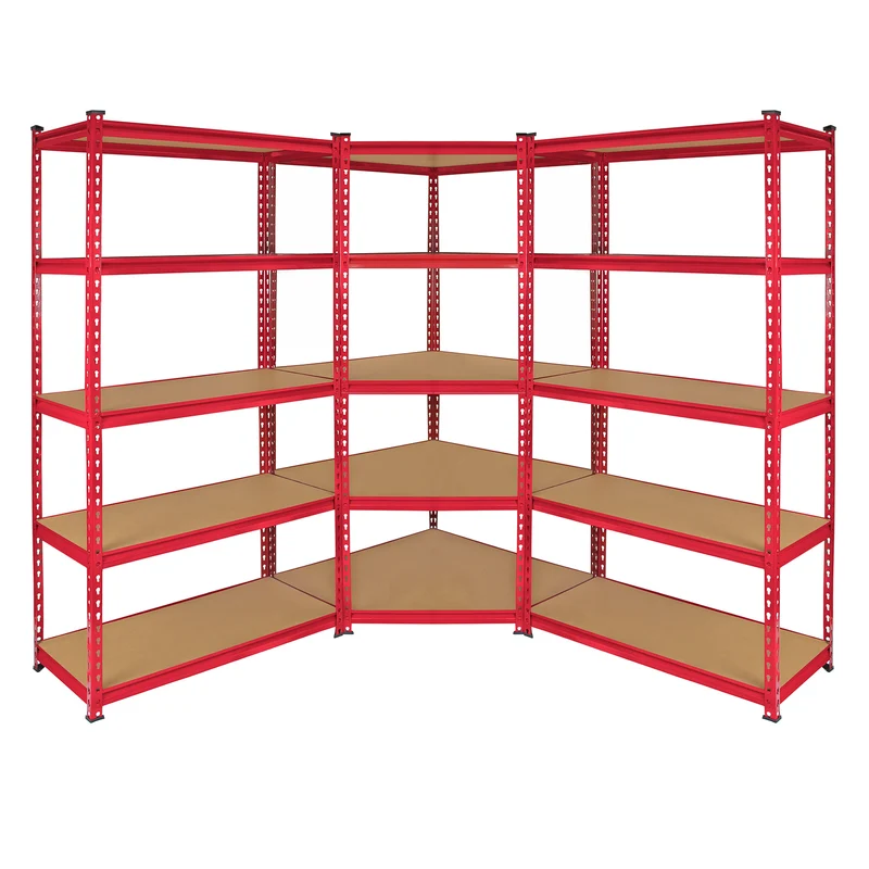Monster Racking - Lot de 1 Rayonnage d'Angle Z-Rax en Acier Rouge & 2 Rayonnages Z-Rax 90cm x 45cm x 183cm